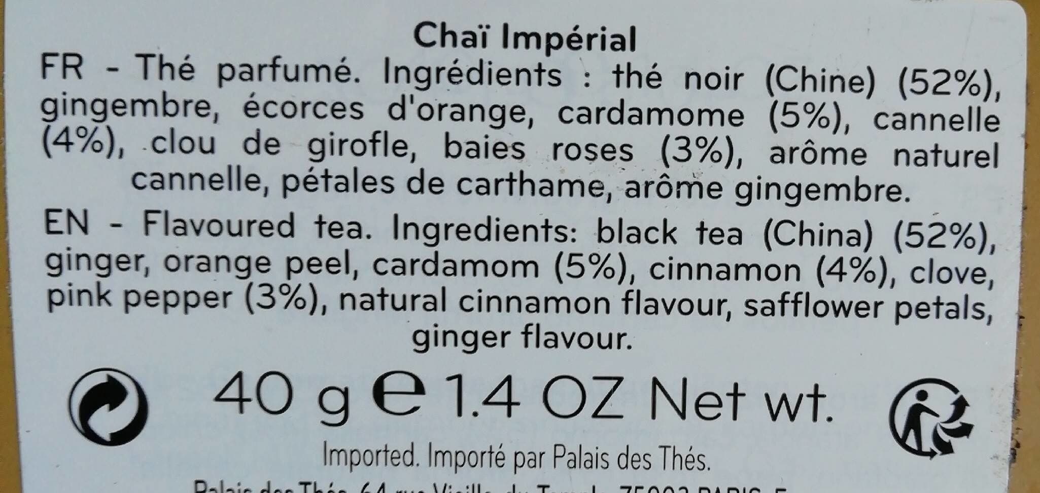 Palais Des Thés Chaï Imperial packshot
