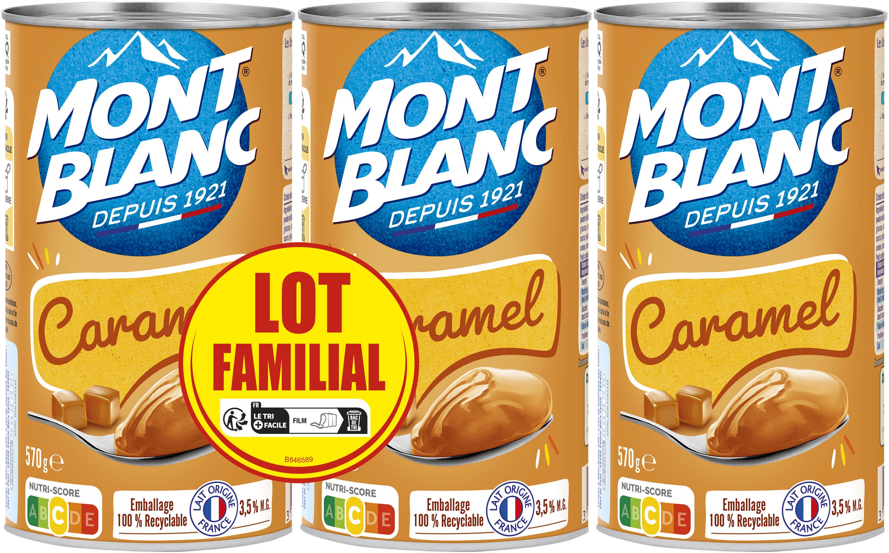 Crème Dessert MONT BLANC Crème dessert Boîte Caramel 3x570g Lot Familial packshot