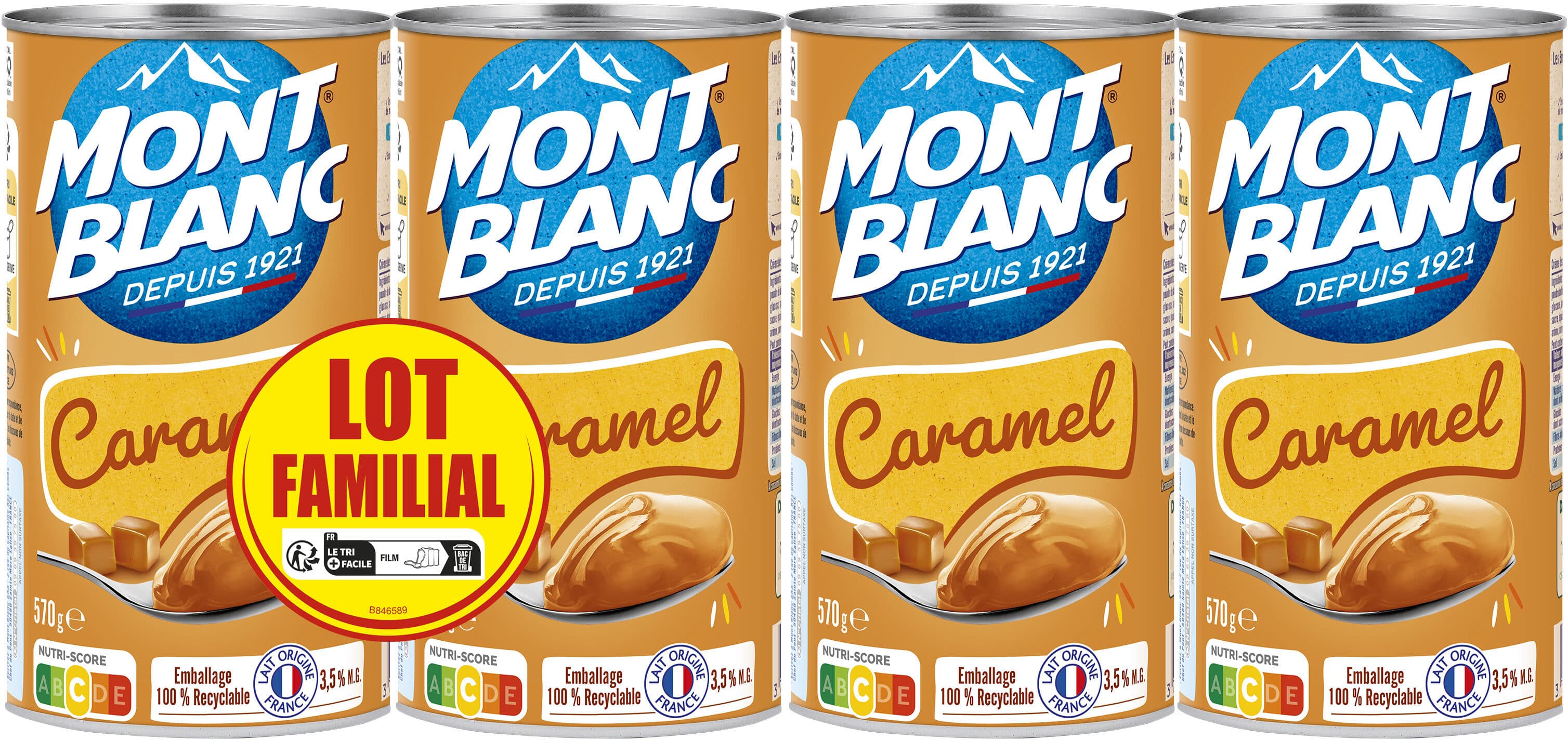 Crème Dessert MONT BLANC Crème dessert Boîte Caramel 4x570g Lot Familial packshot