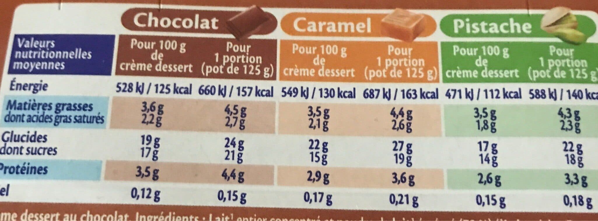 Crème Dessert MONT BLANC Crème dessert Coupelles Caramel, Chocolat, Pistache 6x125g packshot