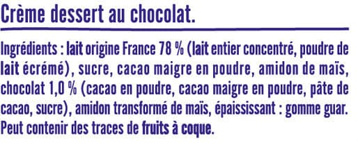 Crème Dessert MONT BLANC Crème dessert Coupelles Chocolat 4x125g packshot