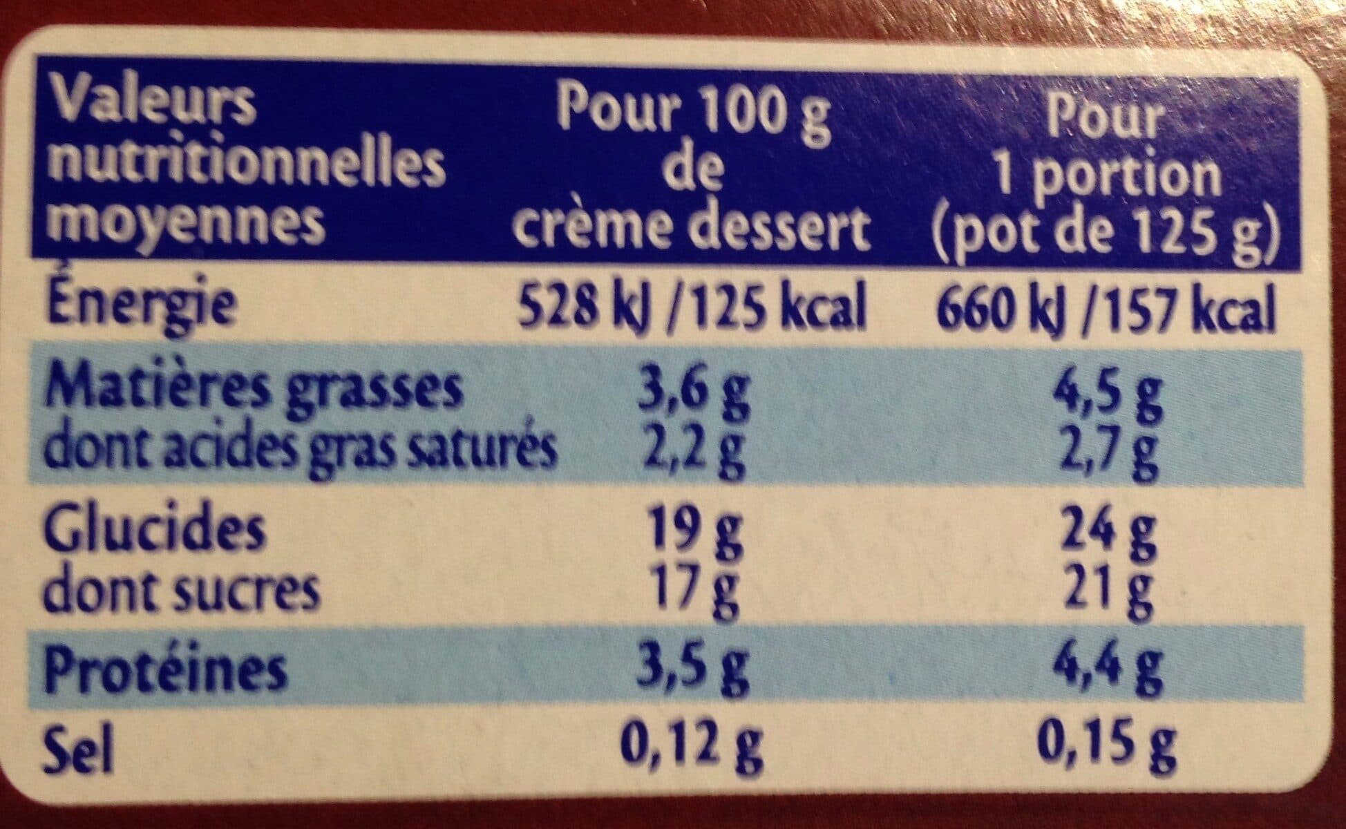 Crème Dessert MONT BLANC Crème dessert Coupelles Chocolat 4x125g packshot