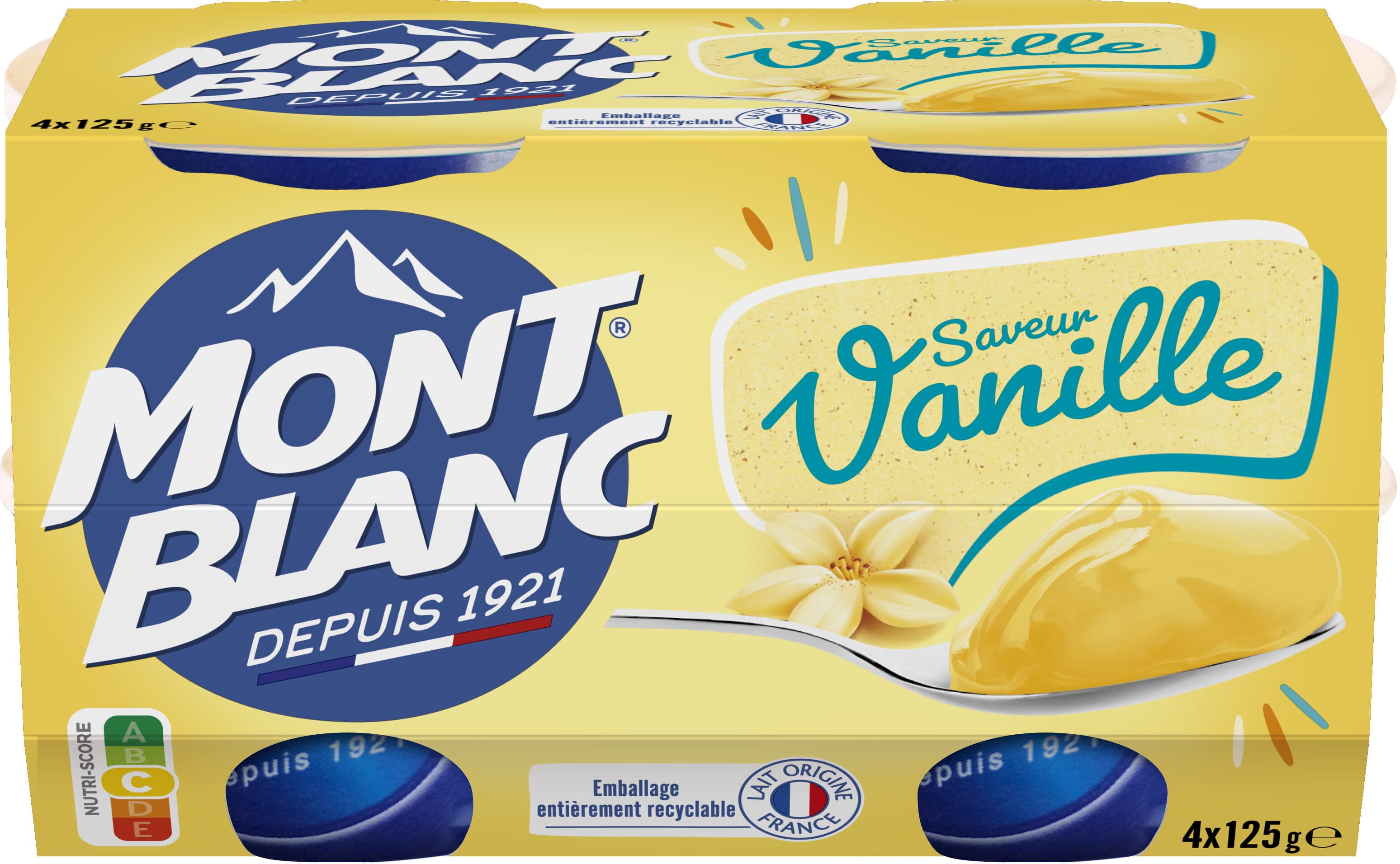 MONT BLANC MONT BLANC Crème dessert Coupelles Saveur Vanille 4x125g packshot