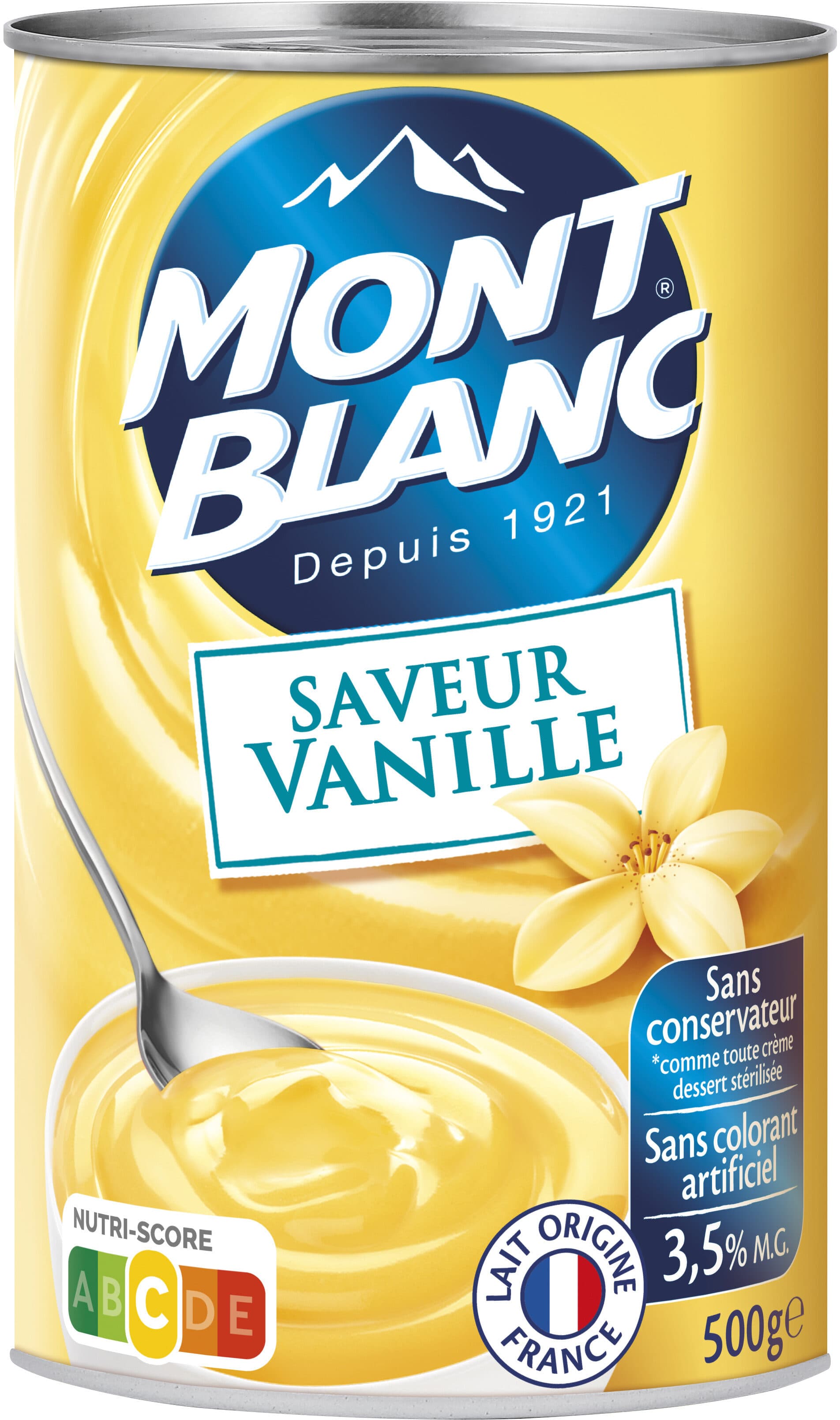 Crème Dessert MONT BLANC Crème dessert Boîte Saveur Vanille 500g packshot