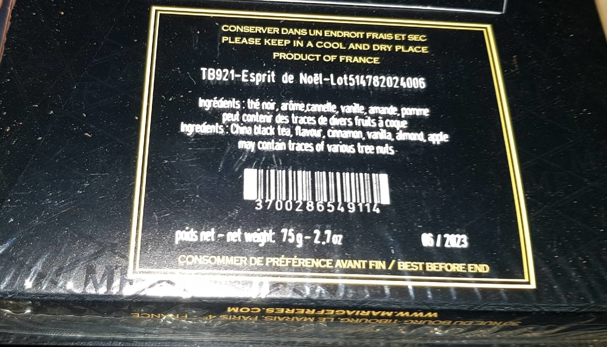 Thé Mariage Frères Thé Esprit de Noel packshot