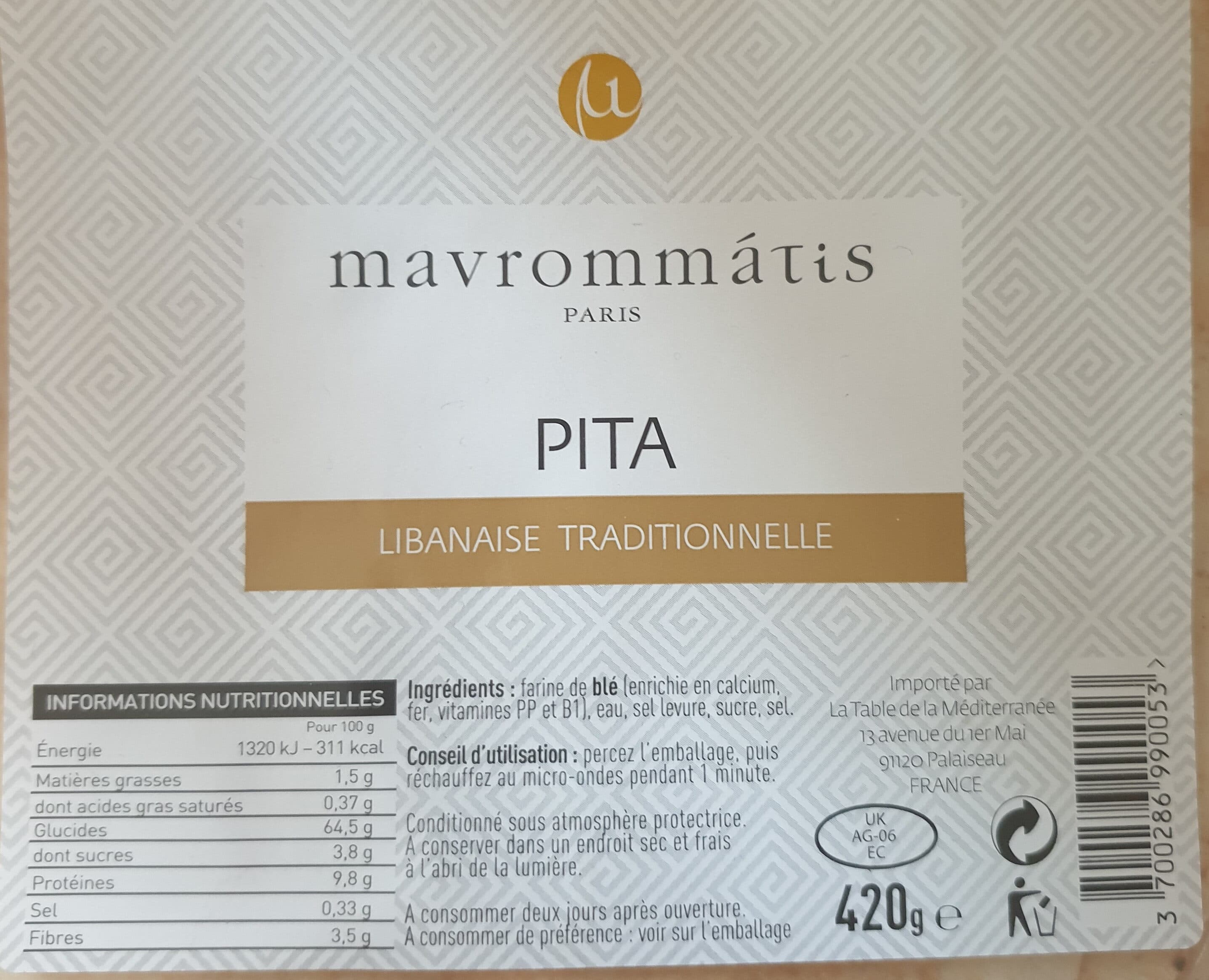 Mavrommatis Pita libanaise traditionnelle packshot