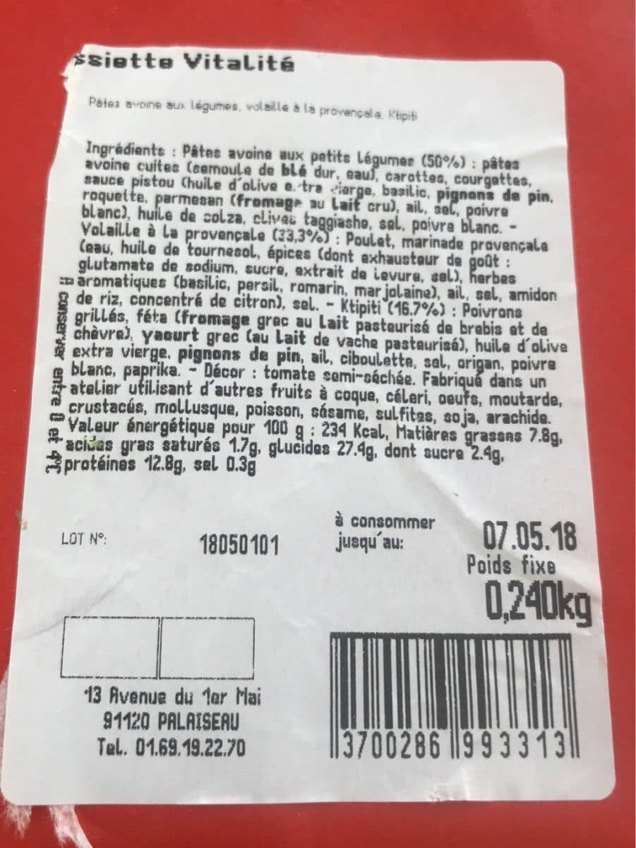Open Food Facts Assiette vitalite packshot