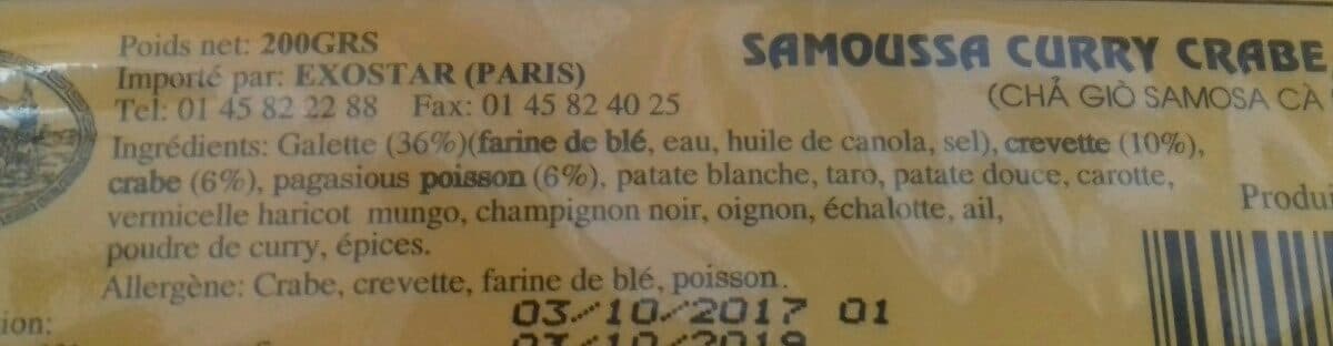 Open Food Facts Samoussa Crabe Crevette Curry packshot