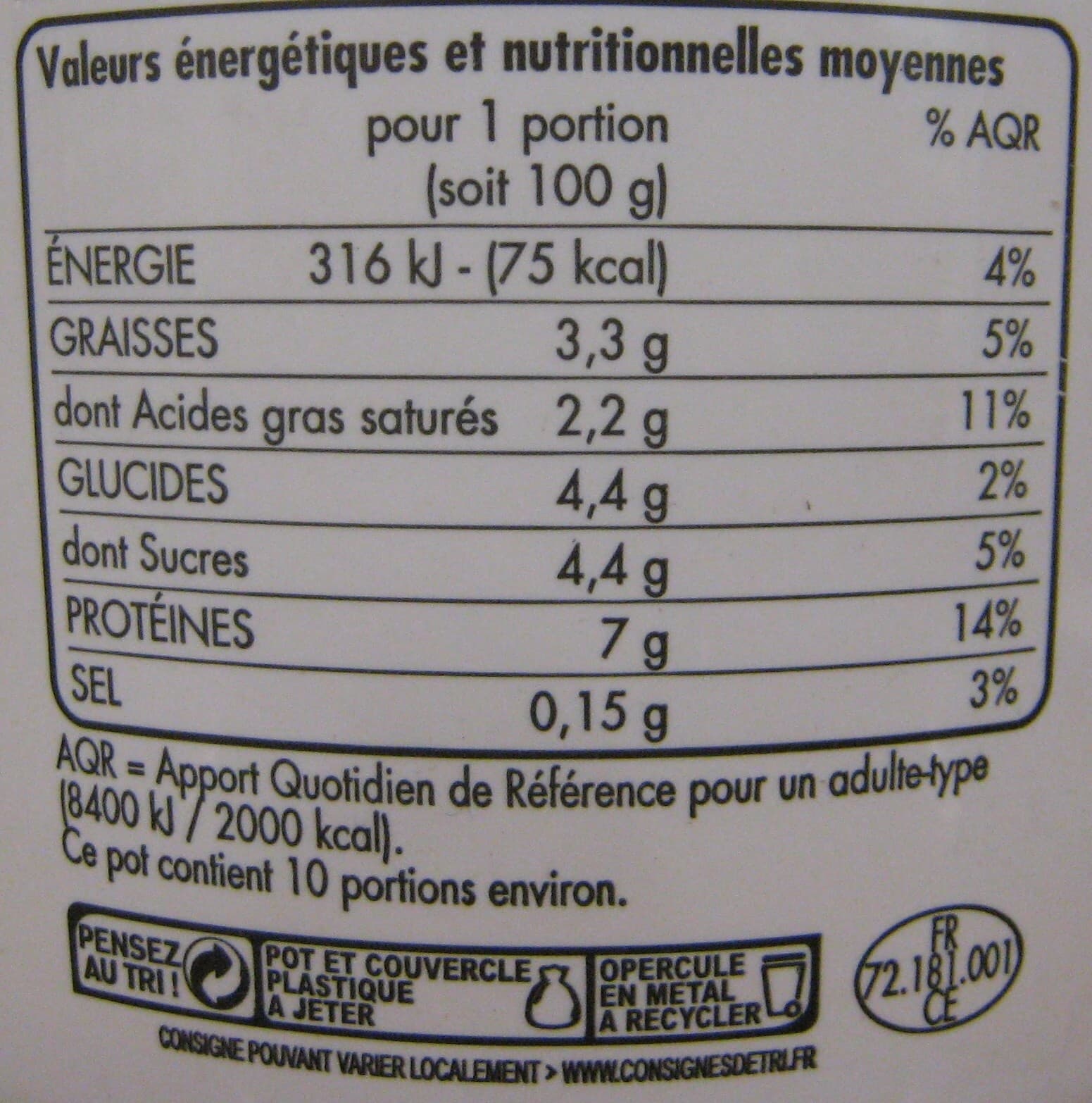Groupe Casino Fromage blanc (3,3 % MG) packshot
