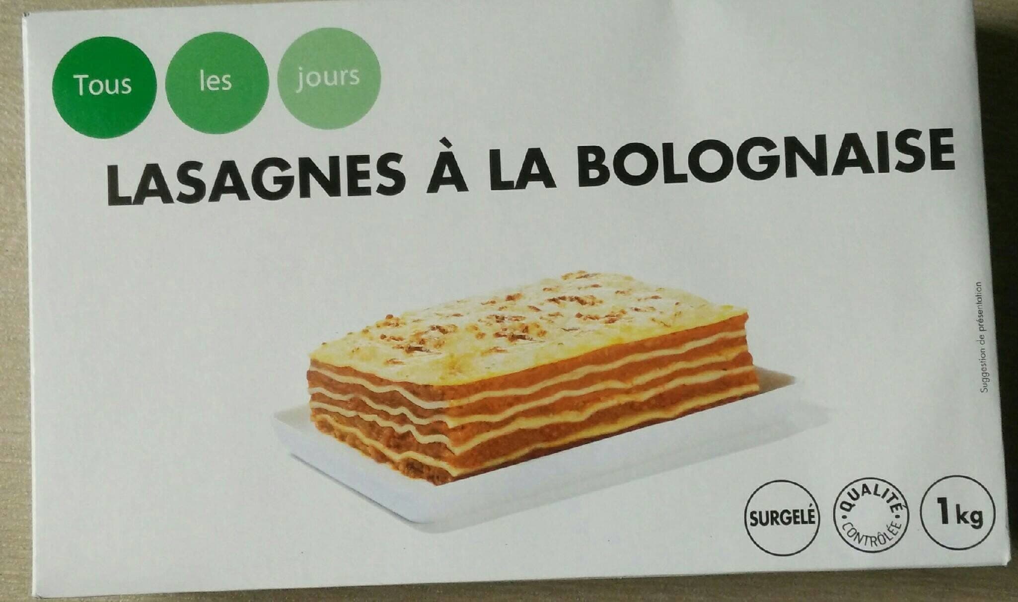 Tous les jours Lasagnes à la bolognaise packshot