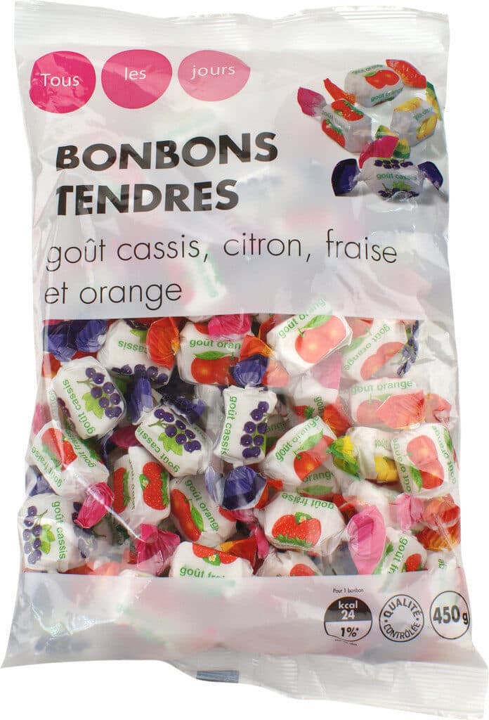 TLJ Assortiment de bonbons tendres Goûts citron, orange, fraise, cassis packshot