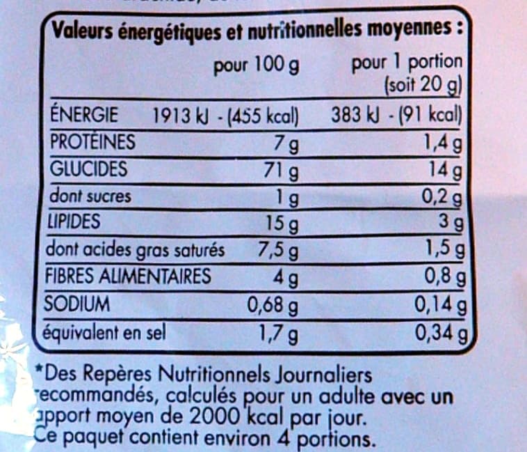 Tous les jours Snacks Frites Salées packshot