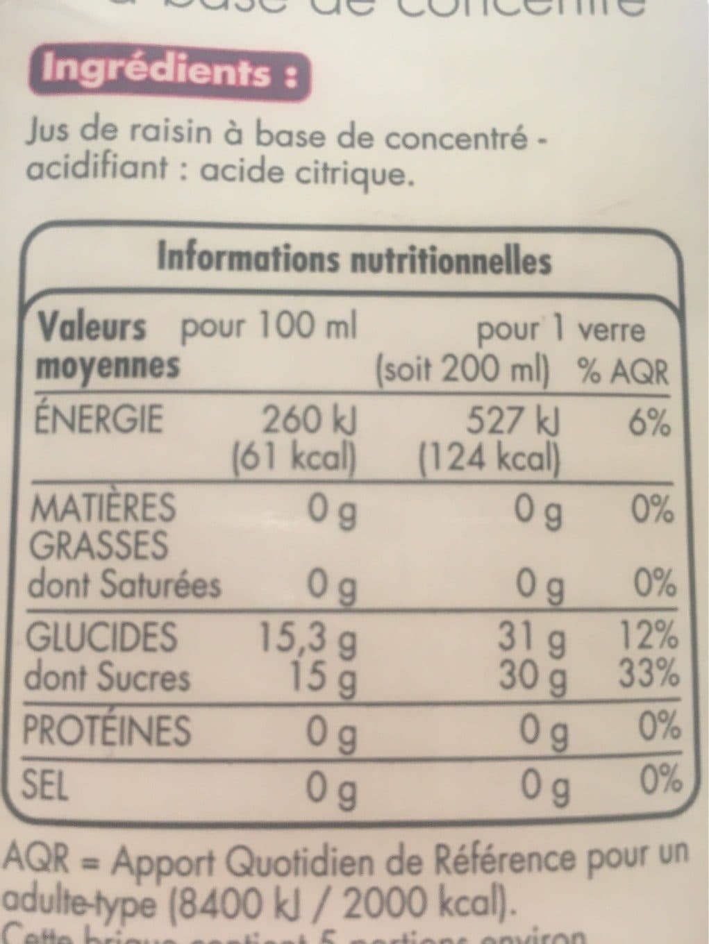 Tous les jours Jus de raisin rouge packshot