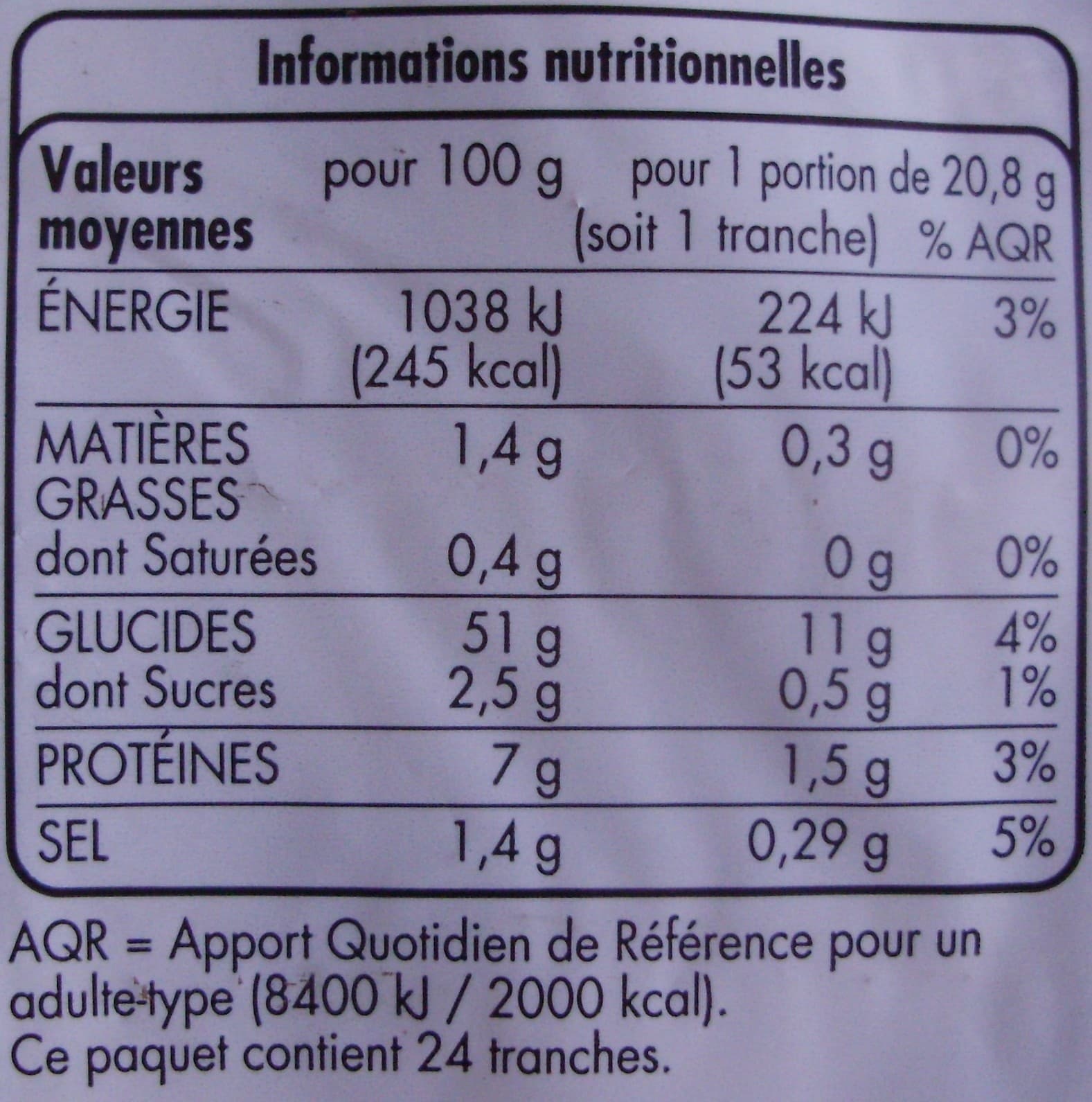 Tous les jours Pain de mie 24 tranches packshot