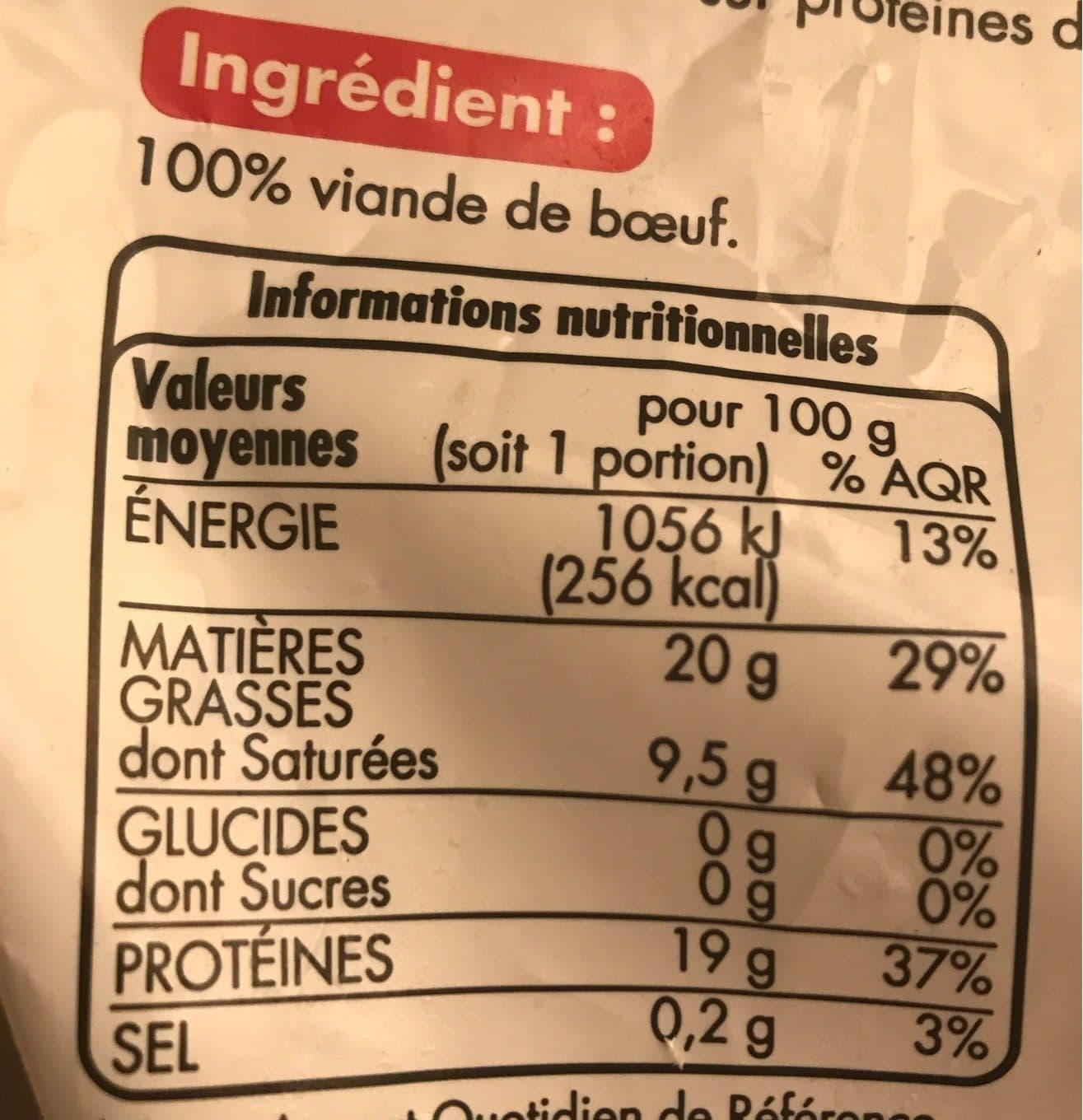 TLJ Haché pur bœuf 20% de matière grasse surgelé packshot