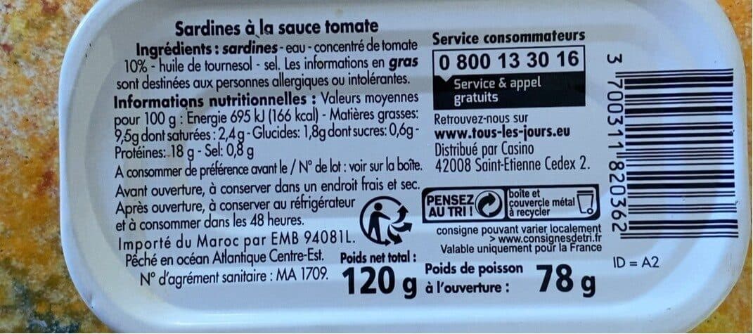 1er prix Géant Casino Sardine à la sauce tomate 🍅 packshot