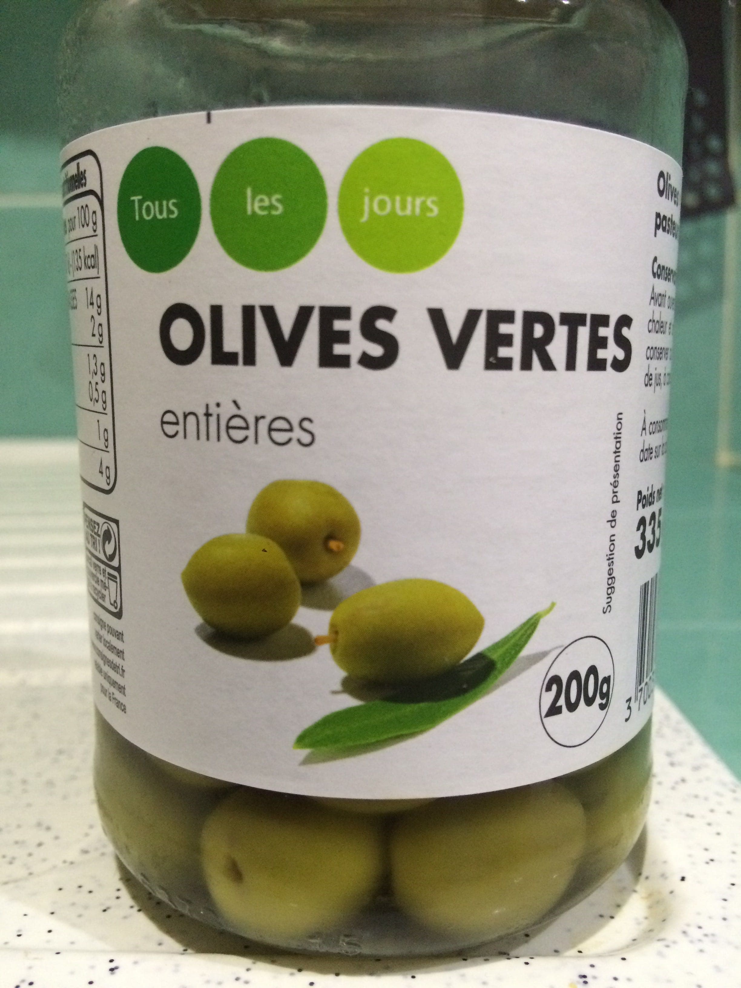 Tous les jours Olives vertes entières packshot