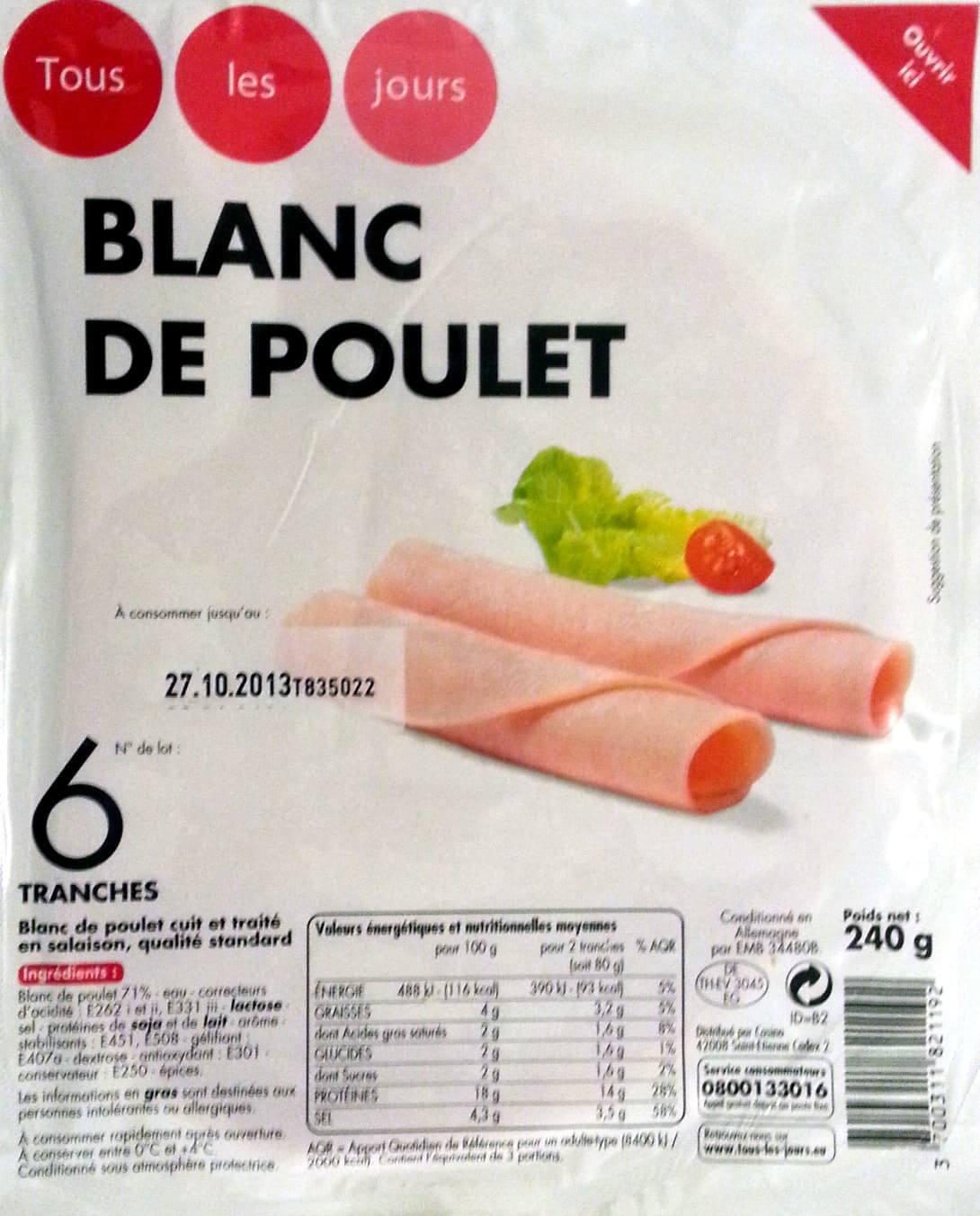 Tous les jours Blanc de poulet packshot