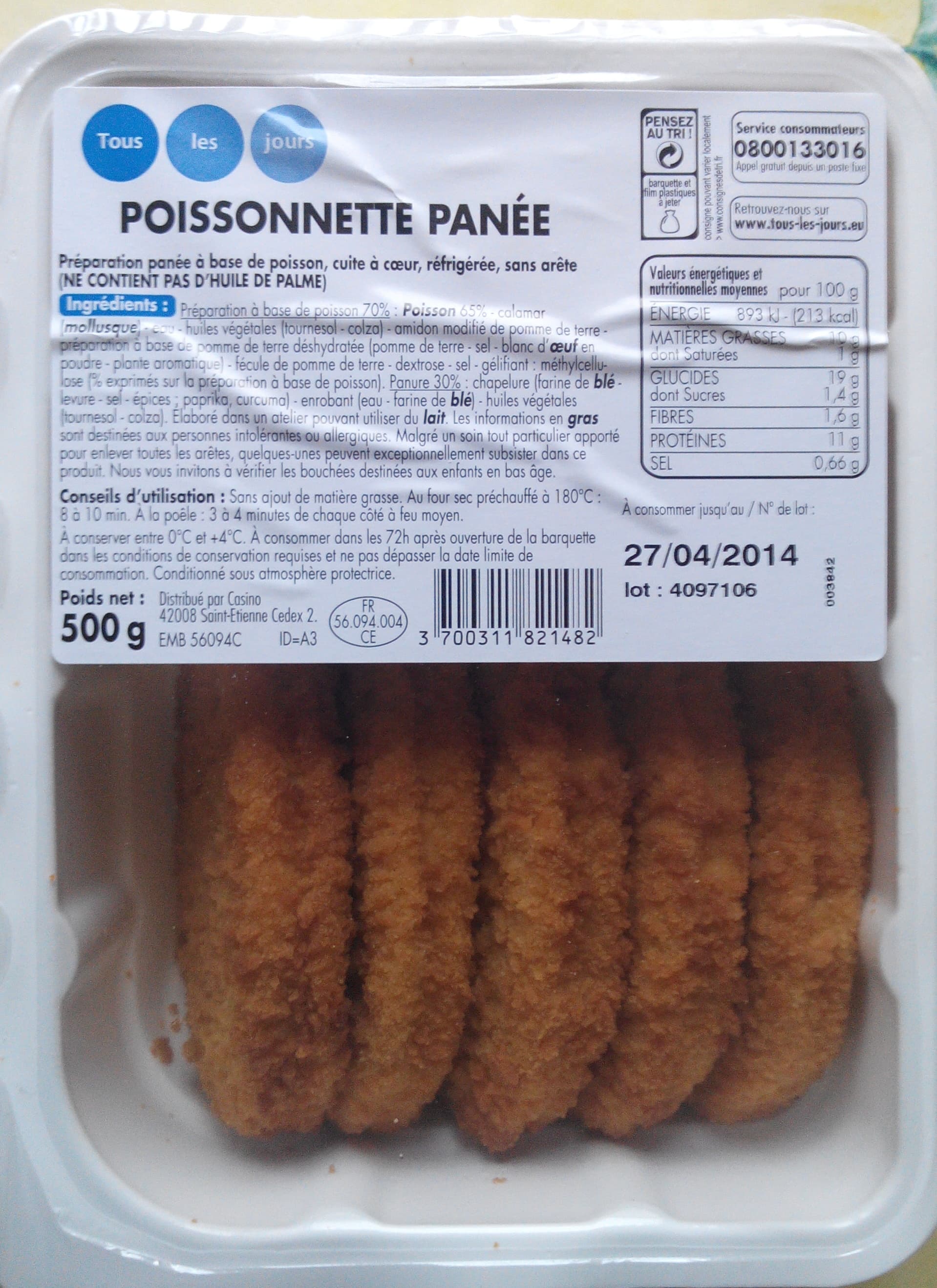 Tous les jours Poissonnette panée packshot