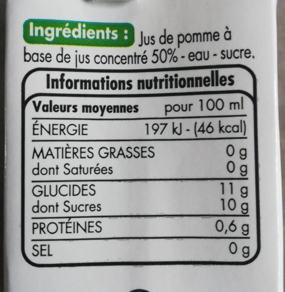 Tous les jours Nectar de Pomme à base de jus de pomme concentré - Teneur en fruits : 50% minimum packshot