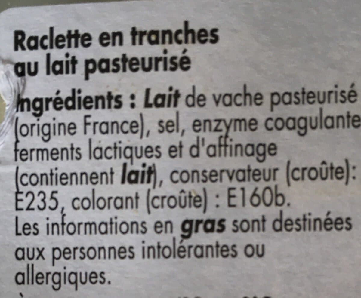 TLJ Raclette en tranches au lait pasteurisé packshot