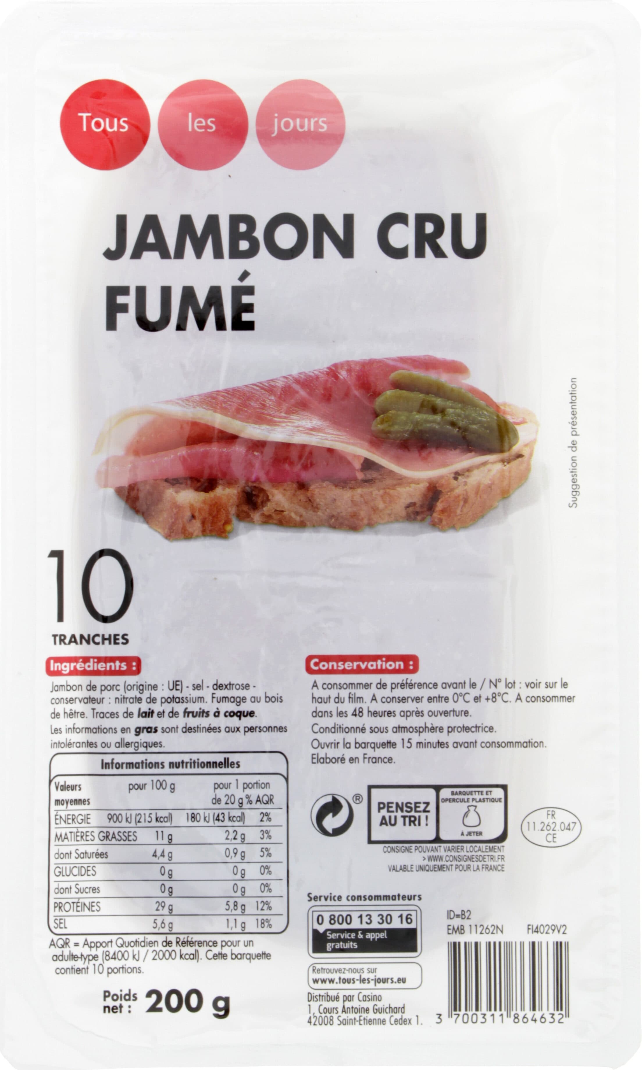TLJ Jambon cru fume 10 tranches packshot