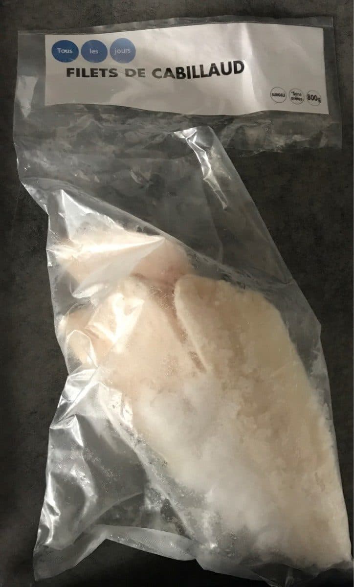 Tous les jours Filets de cabillaud (gadus macrocephalus) surgelés sachet packshot