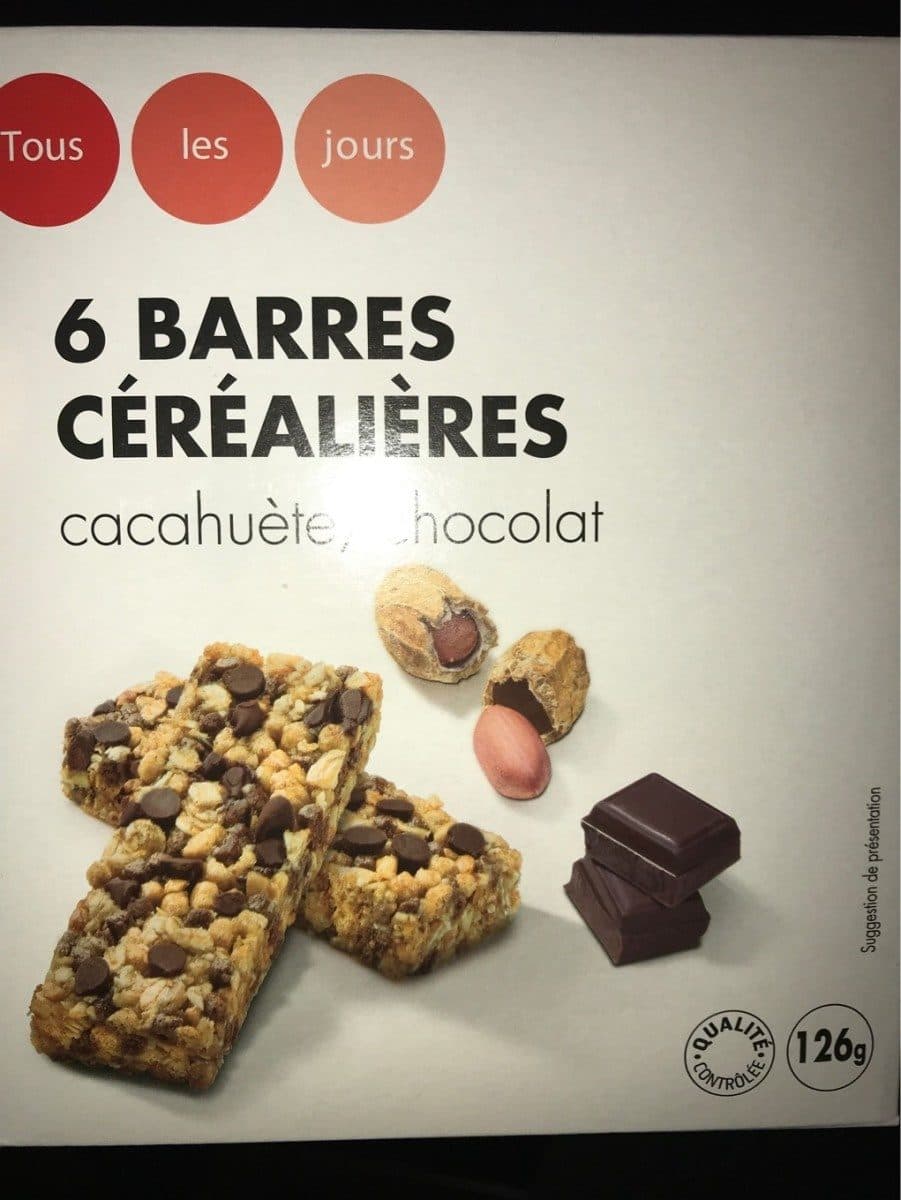 Tous les jours Barres céréalières aux pépites de chocolat et à la cacahuète packshot