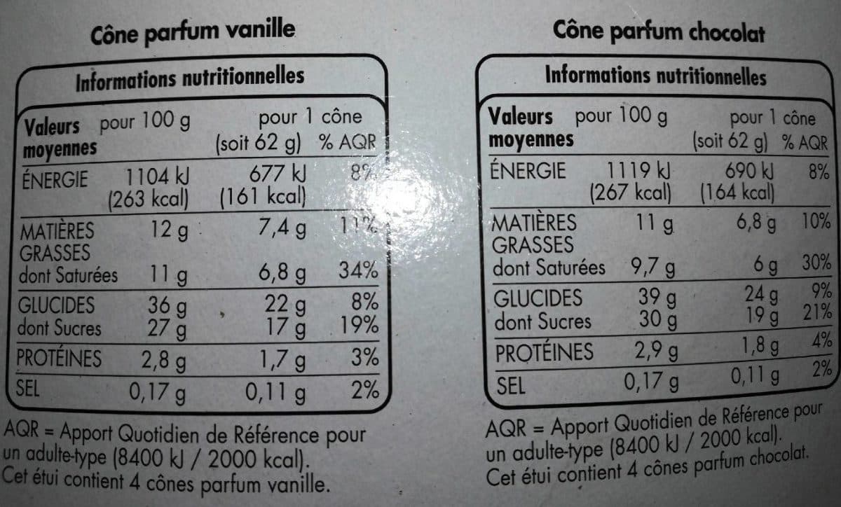 Tous les jours Cônes parfum vanille, parfum chocolat x8 packshot