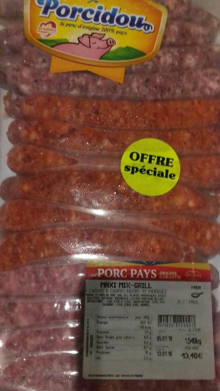 Porcidou Maxi-mix grill packshot