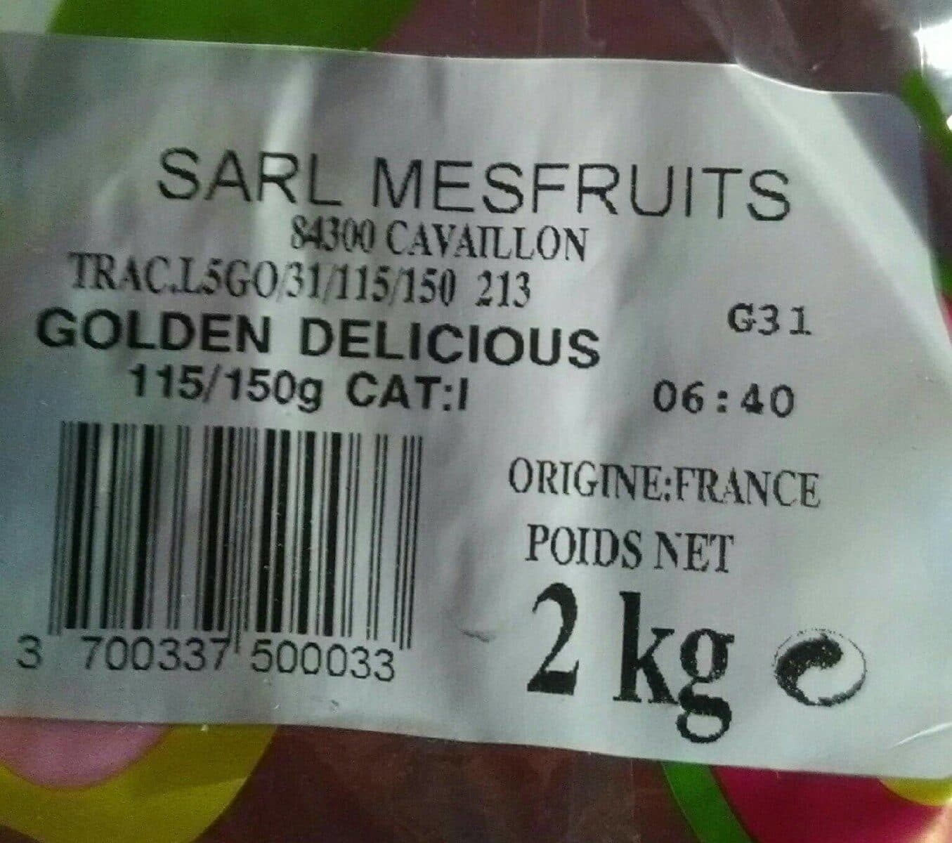 Mesfruits Pommes Golden Delicious packshot
