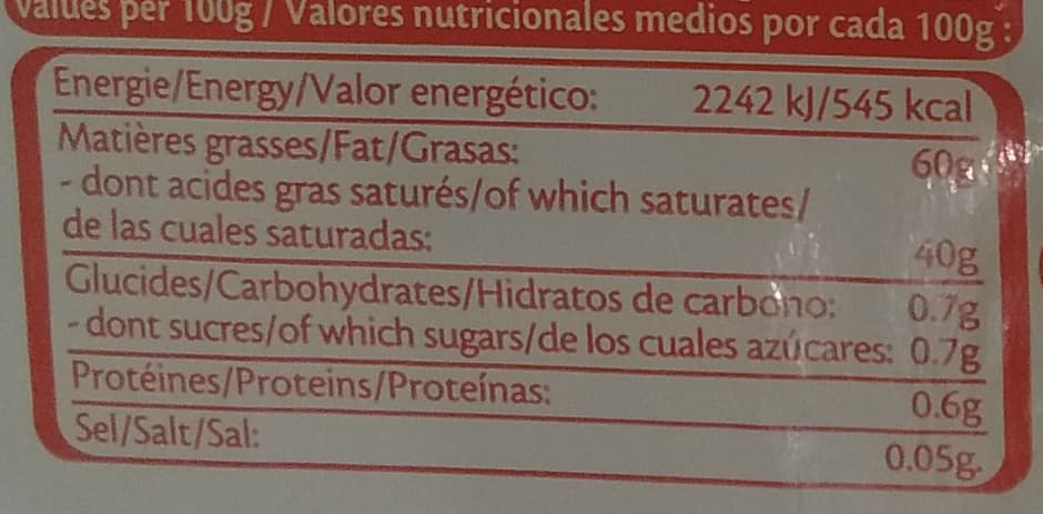 Valvert Beurre pasteurisé à teneur réduite en mat.gr. 60% Doux packshot