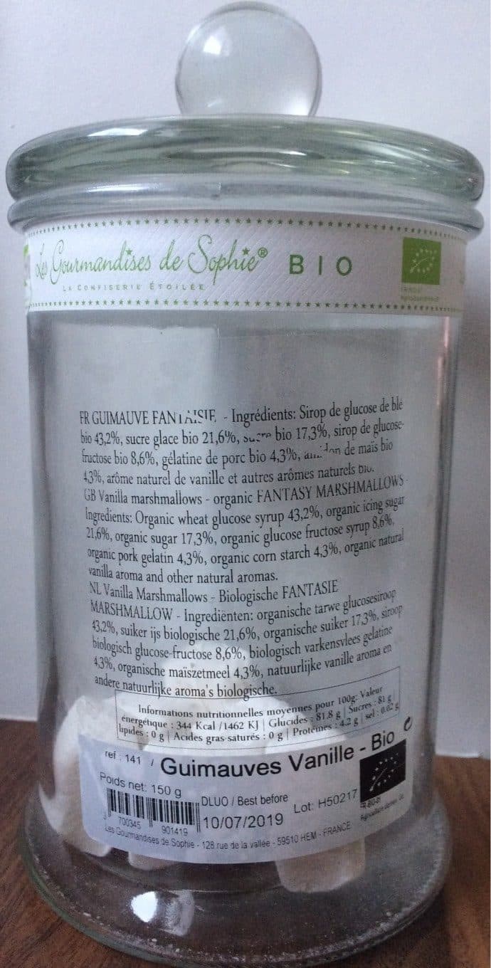 Les Gourmandises de Sophie Guimauves Vanille Bio packshot