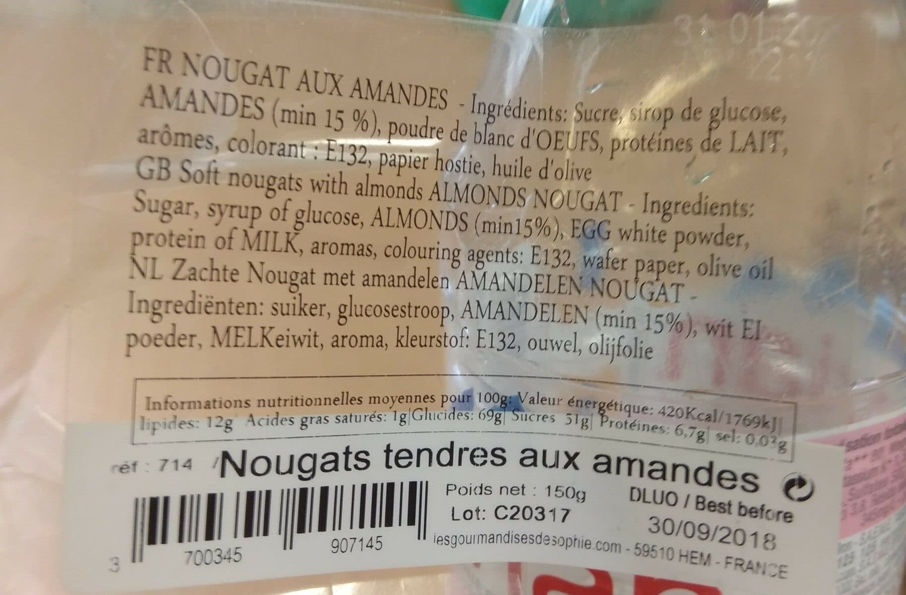 Open Food Facts Nougats tendres aux amandes packshot