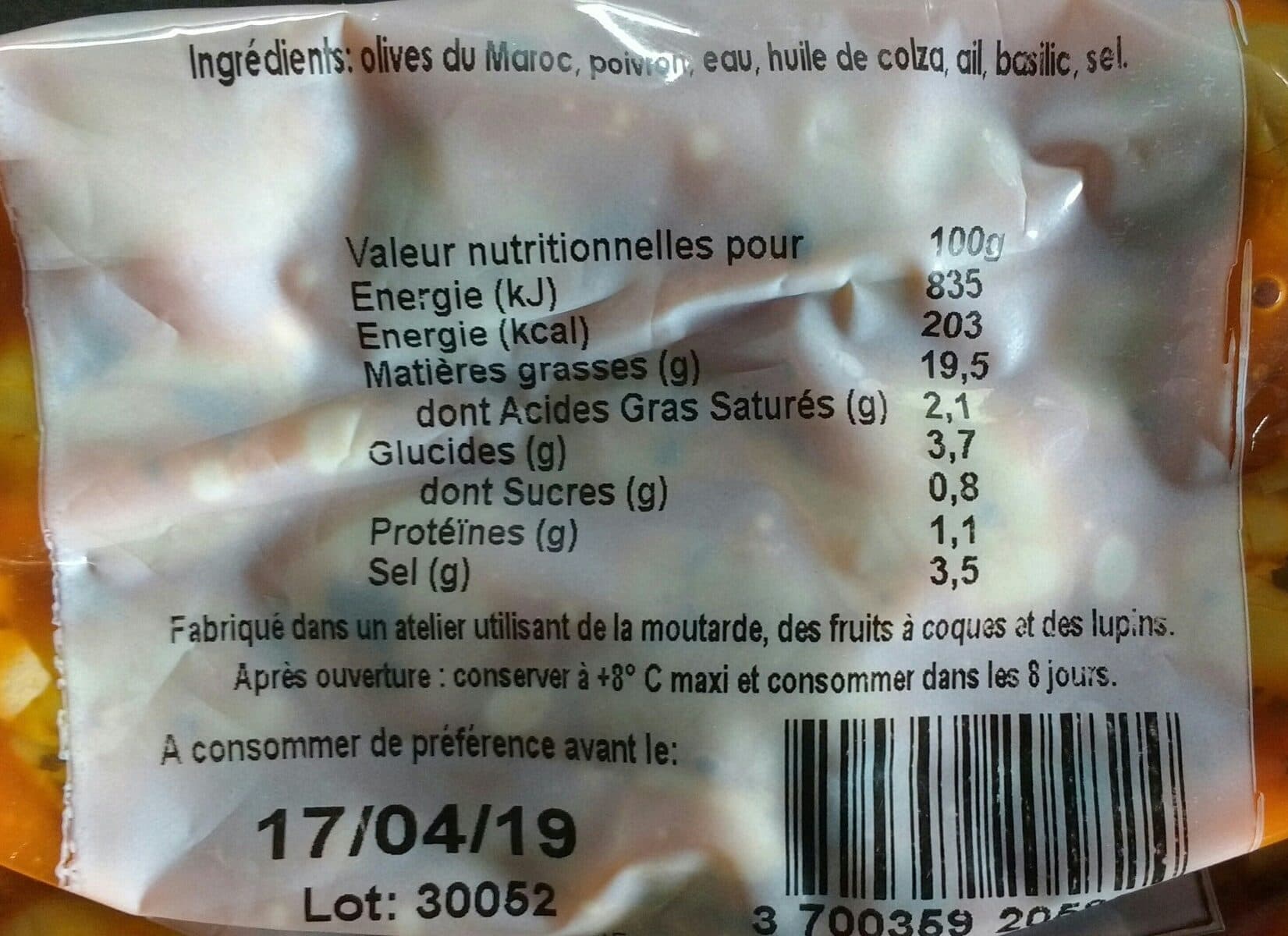 Open Food Facts Olives cassées sardanes packshot
