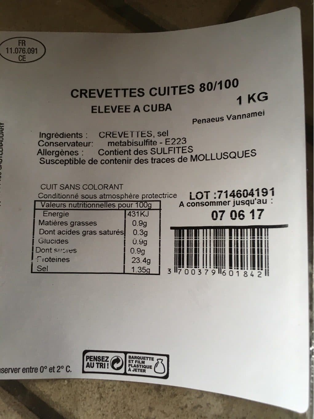 Leclerc Crevettes cuites packshot