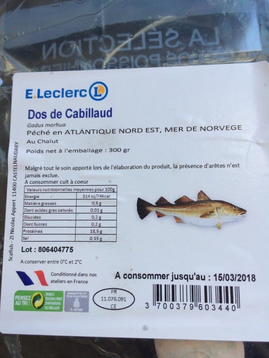 E.Leclerc Dos de cabillaud packshot