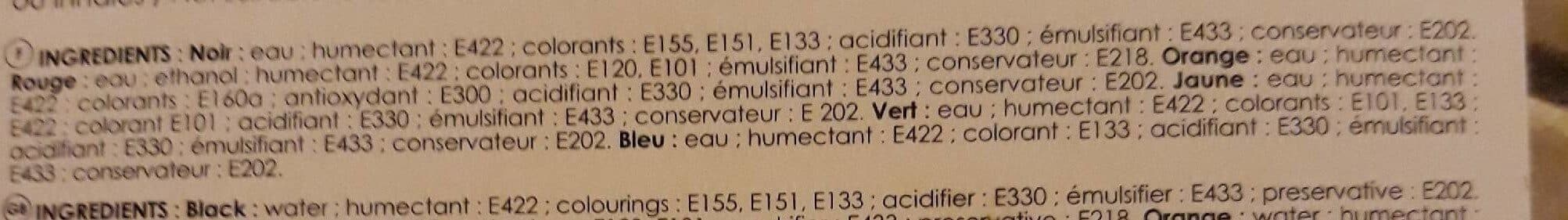 Scrap cooking Feutres alimentaires (rouge, orange, jaune, vert, bleu, noir) packshot