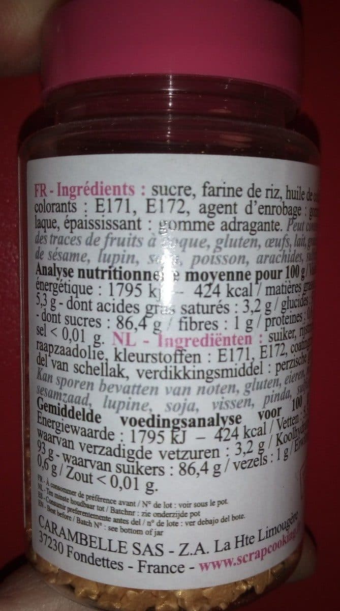 Open Food Facts Pot De Minis Décors étoiles Or 55 g - Scrapcooking packshot