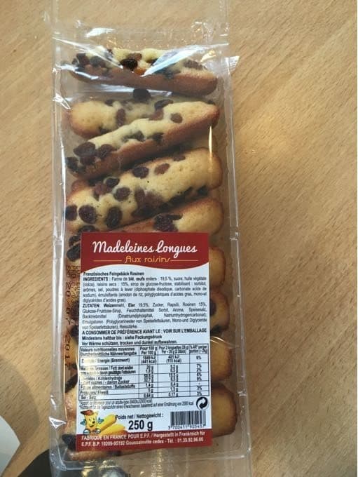 E.P.F. Madeleines Longues aux Raisins packshot