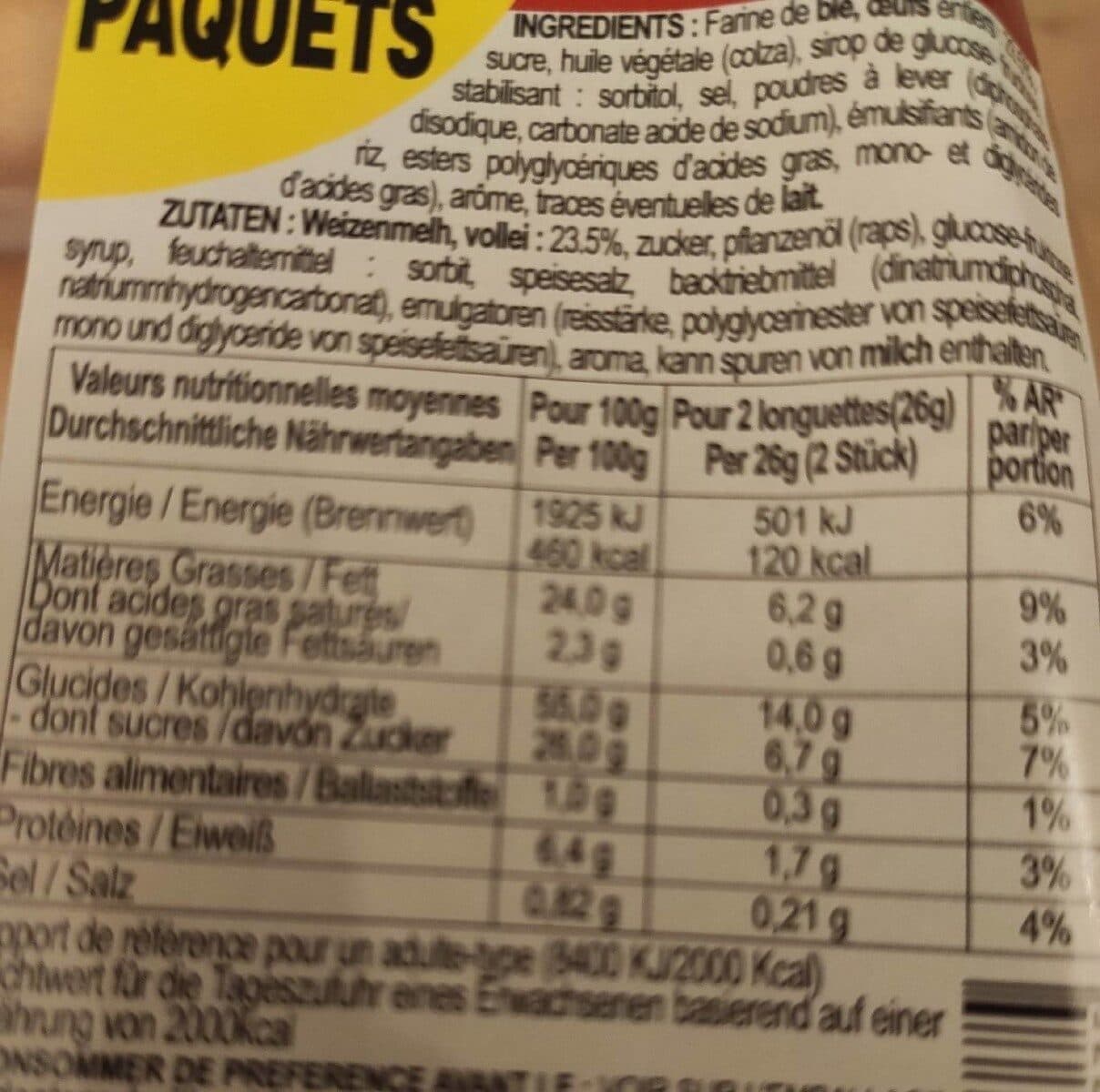 Open Food Facts Madeleines Longues packshot