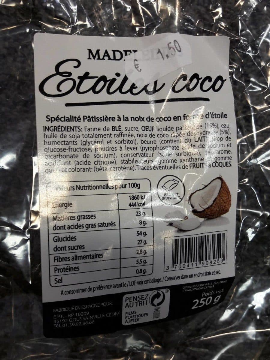 Open Food Facts Étoiles coco packshot
