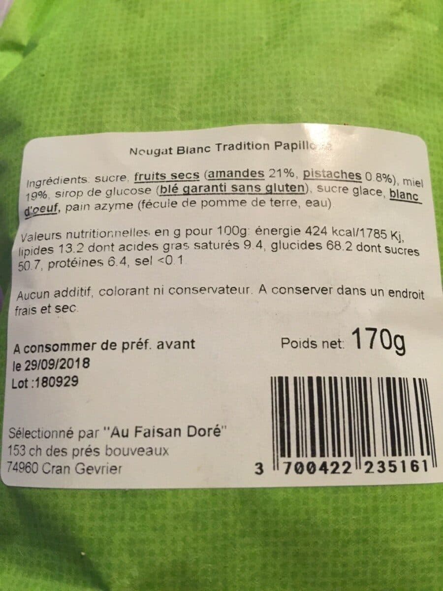 Open Food Facts Nougat des Alpes packshot