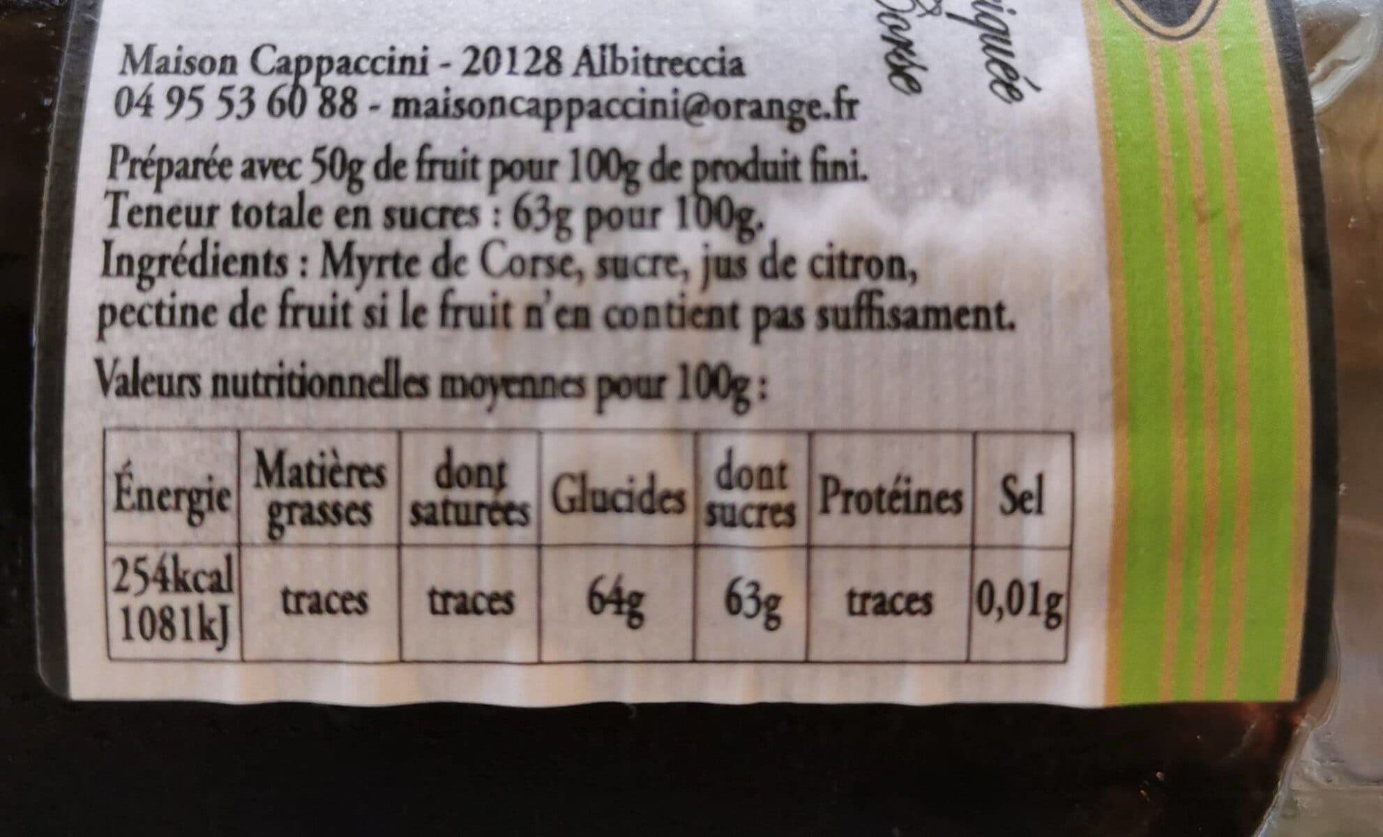 Maison Cappaccini Gelée myrte corse packshot