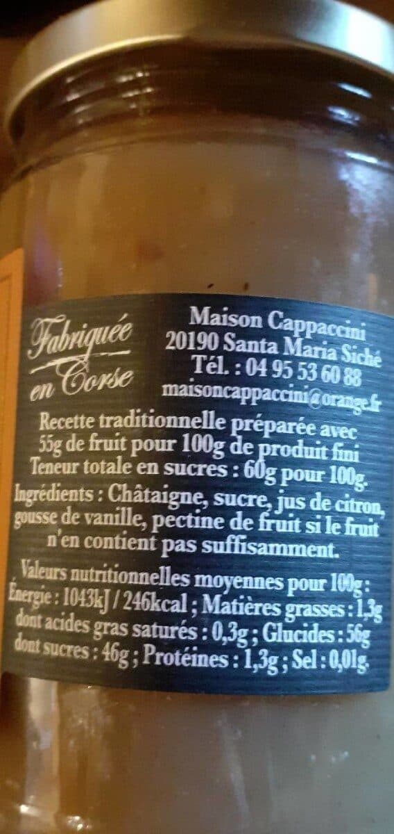 Maison Cappaccini Confiture gourmet chataigne packshot