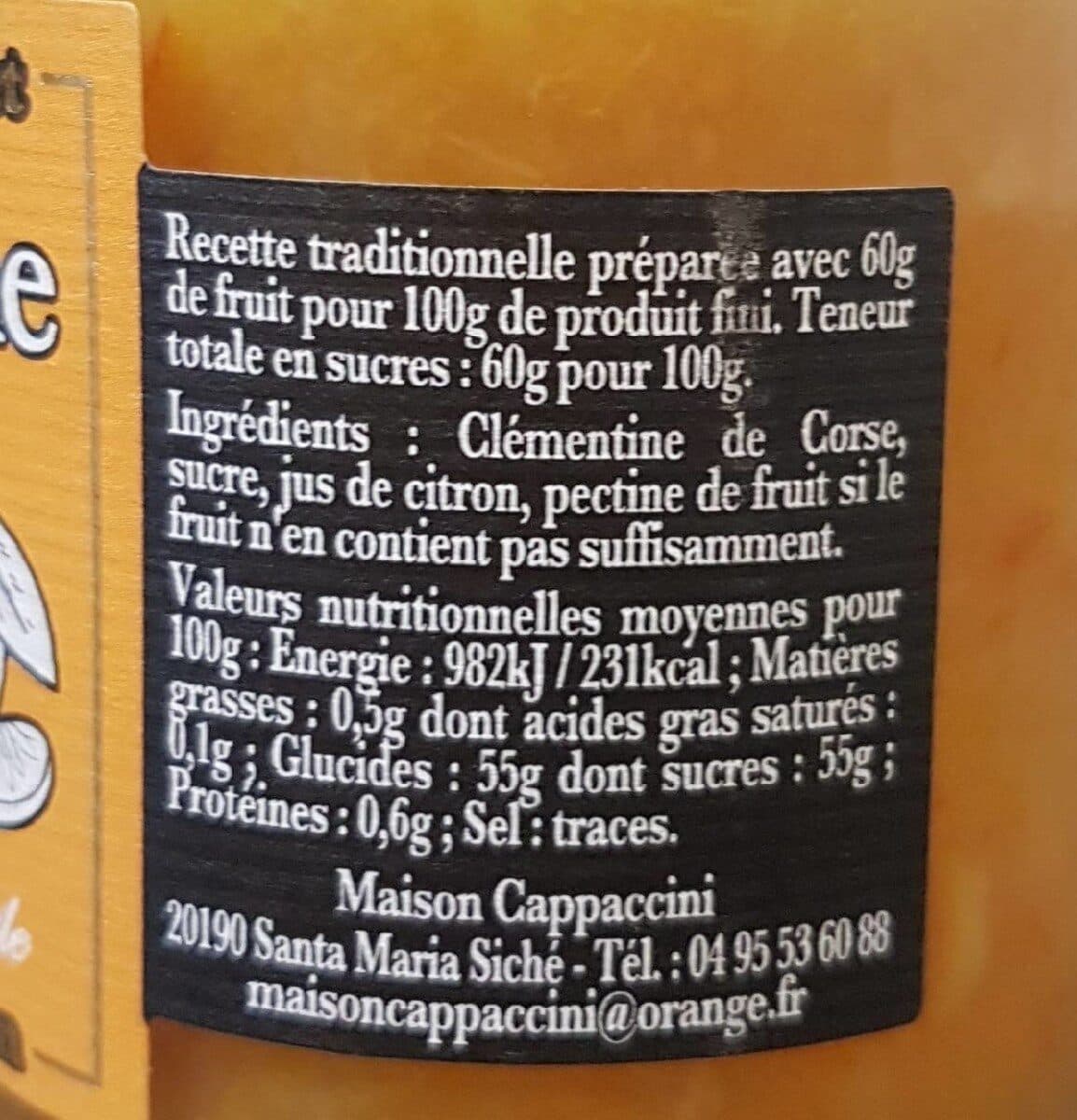 Maison Cappaccini Confiture Gourmet Clémentine packshot