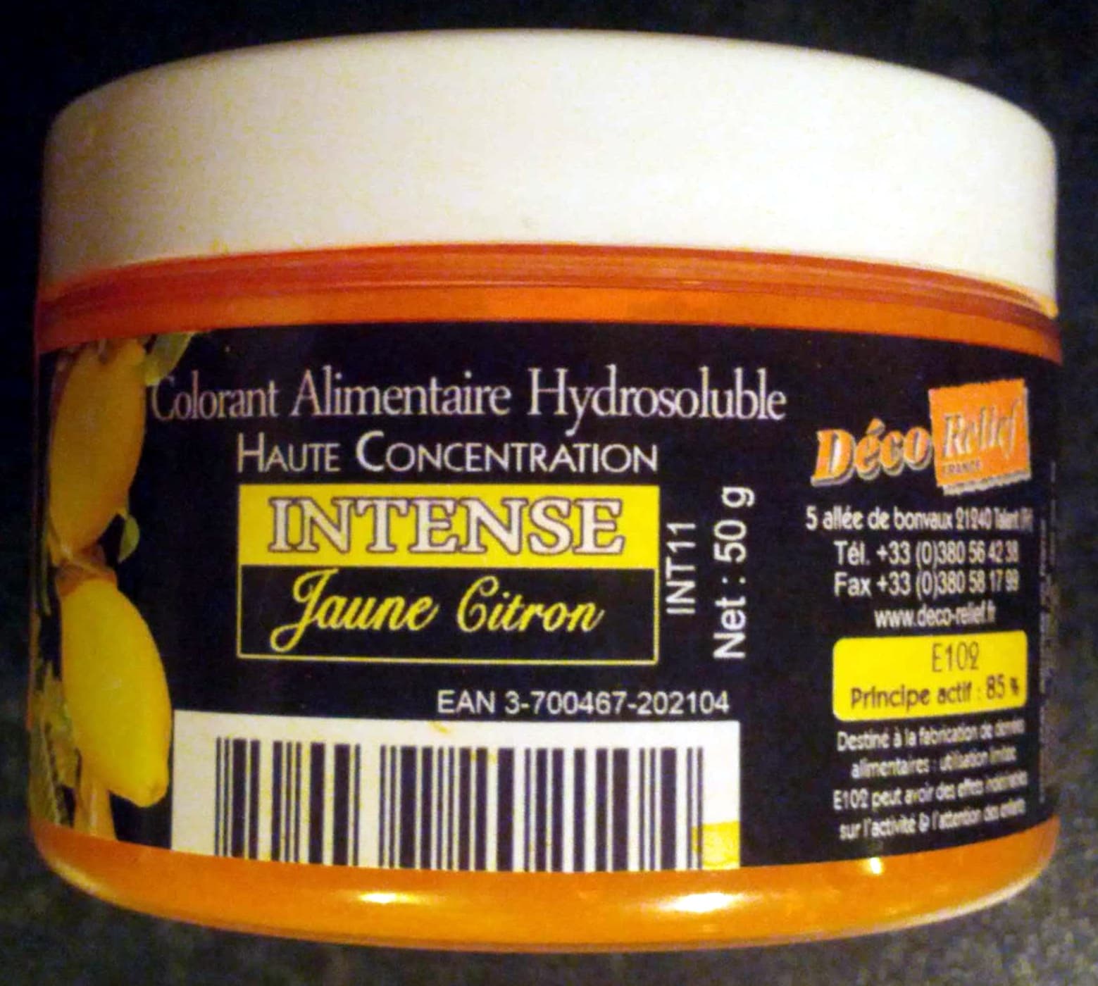 Déco-Relief Colorant alimentaire hydrosoluble intense jaune citron packshot
