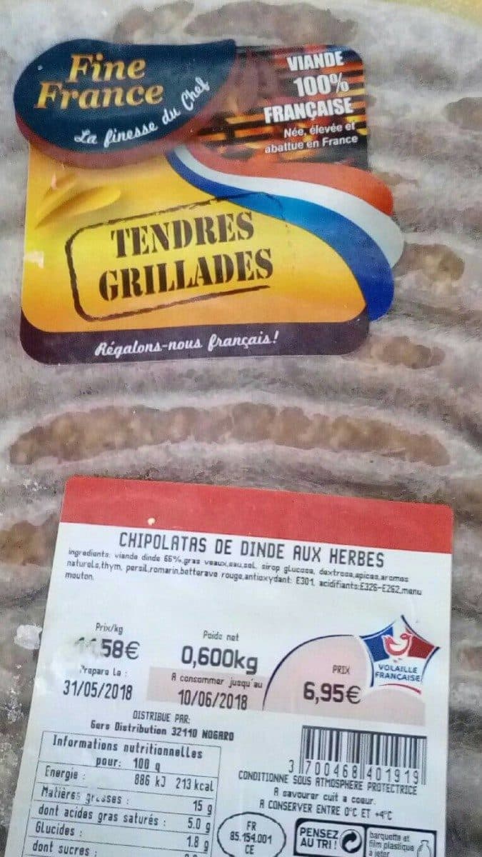 Open Food Facts Chipolatas de dinde aux herbes packshot