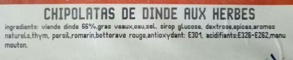 Open Food Facts Chipolatas de dinde aux herbes packshot