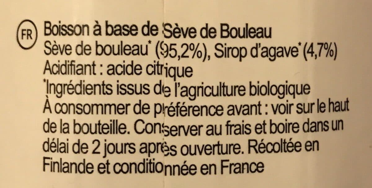 Open Food Facts Eau de bouleau packshot